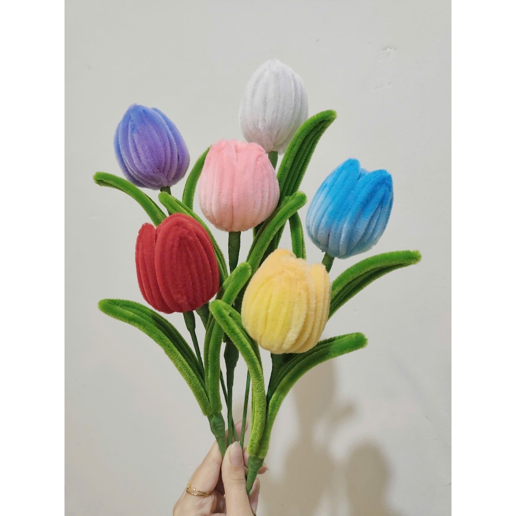 [HỎA TỐC HCM] Cành Hoa Tulip Bằng Kẽm Nhung Làm Sẵn, Hoa Handmade Trang Trí, Làm Hoa Bó ANGIHOME