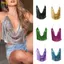 Pealike Lấp Lánh Kim Loại Kim Sa Lấp Lánh Cowl Cổ Chữ V Dây Xích Lưng Áo hai dây Cho Nữ Lễ Hội Hộp Đêm Trang Sức Xe Tăng