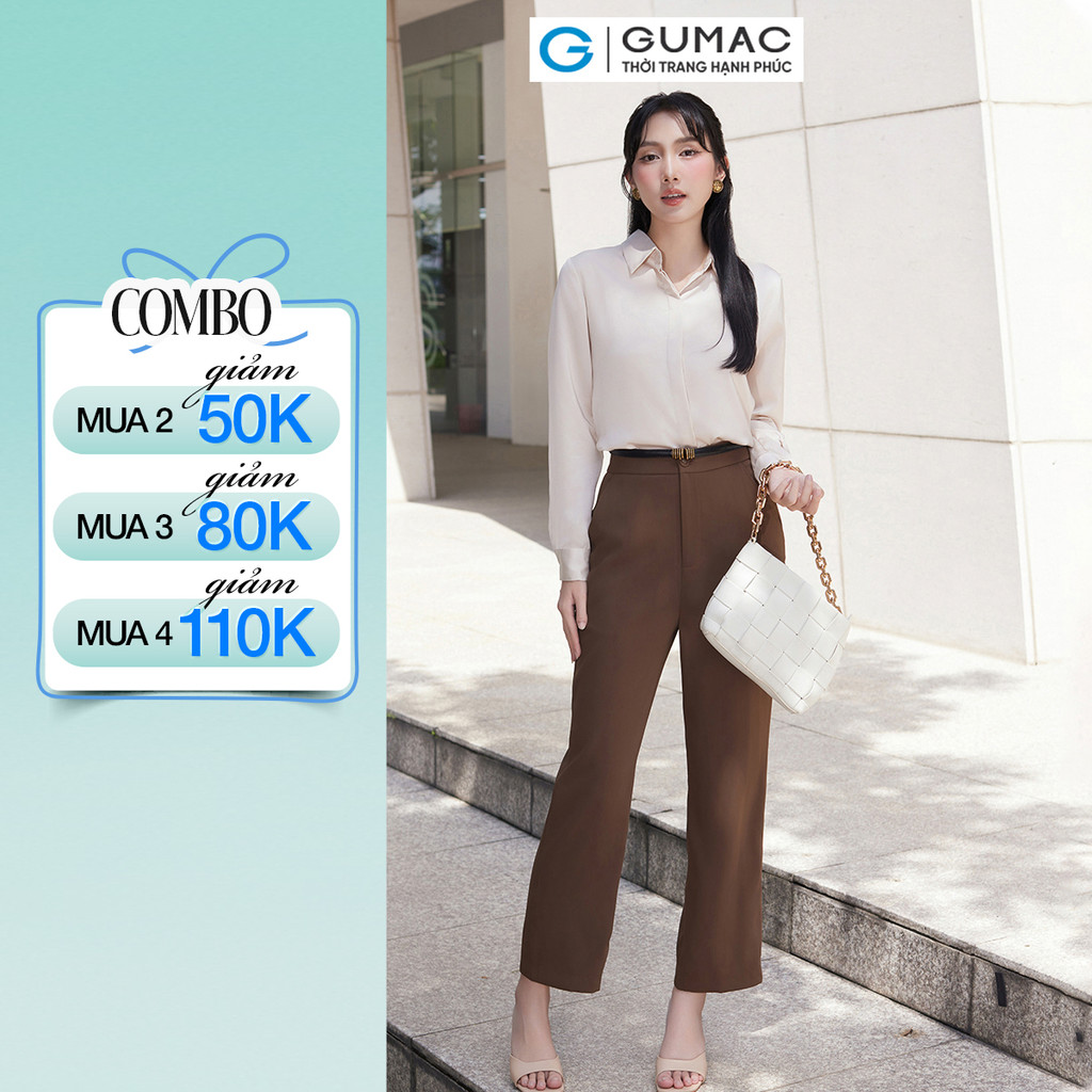 Quần Tây Nữ GUMAC Ống Đứng Lưng Cao Cạp Cao Chất Tuyết Mưa Tôn Dáng BQE00005