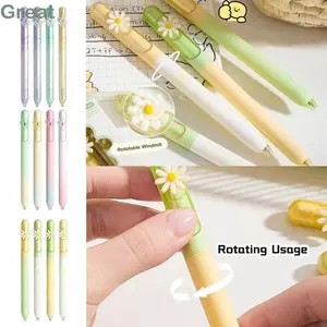 GREA 4 Bút Gel, ST Tip Xoay Sử Dụng Bút Trung Tính, Mực Đen 0.5 Mm Chất Lượng Cao Sấy Nhanh Xoay Cối Xay Gió Trang Trí Văn Phòng Chữ Ký Bút Trường Văn Phòng