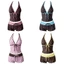 THEGIRL8B Halter Bikini Set, Đồ bơi nữ chấm bi Deep V, Đẩy lên eo thấp buộc dây chắp vá Đồ đi biển mùa hè thông thường