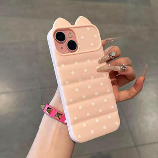 Ốp lưng nhựa mềm áo lông vũ tai gấu cartoon, chống va đập bền lâu iPhone 12/13/14/15/16 Pro Max