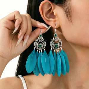Bông tai lông vũ Bohemian Thời trang độc đáo Retro Phong cách dân tộc Mùa hè Kỳ nghỉ tai du lịch