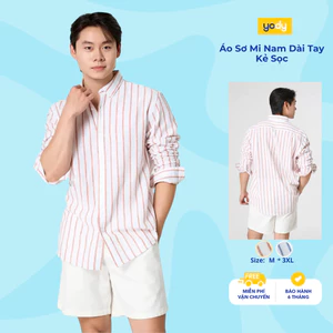 Áo sơ mi nam YODY dài tay kẻ sọc vải linen dáng suông thoải mái lịch lãm MCSH25S058
