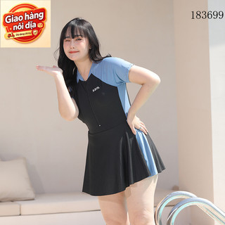 Giao hàng nội địa từ Việt Nam Đầm Bơi Một Mảnh Nữ Váy Modest Tay Ngắn Plus Size XL-6XL 0529