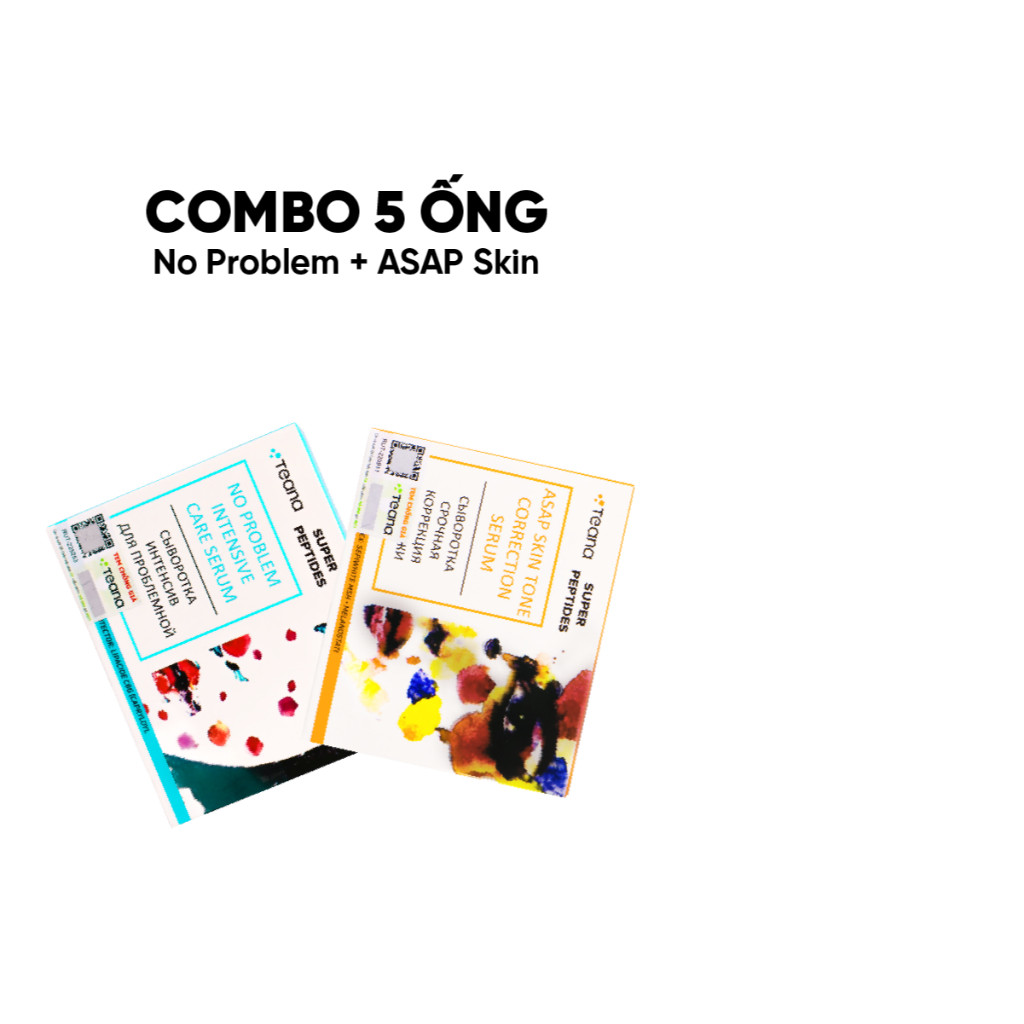 Combo Serum PEPTIDES TEANA  ASAP & No problem giải cứu làn da, dưỡng trắng mờ thâm, ngừa mụn ẩn, mụn viêm