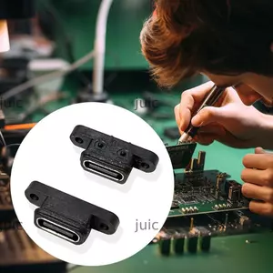 Đầu nối USB JUIC, Ổ cắm USB C 2Pin chống nước 2Pin Nữ, Cổng sạc Robot thông minh Cổng 180 độ có lỗ vít Type-C Phích cắm nữ chống nước
