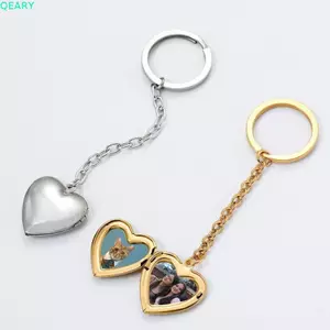 QEARY 2 Chiếc Ảnh Giữ Móc Khóa, Dễ Thương Quyến Rũ Album Trái Tim Móc Khóa, Ngộ nghĩnh DIY Đồ Trang Trí Túi Treo Móc Khóa Bằng Thép Không Gỉ