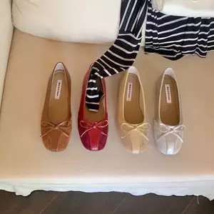 TT Ngọt Nơ Giày Nữ Đế Mềm Phù Hợp Với Giày Ba Lê Slip-On Thoáng Khí Muỗng Giày Thời Trang