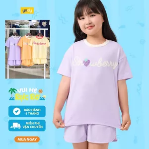 Bộ đồ bé gái strawberry YODY chất liệu cotton 100% mềm mại GCST26S006