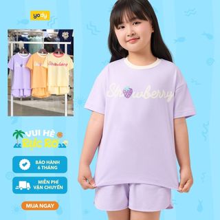 Bộ đồ bé gái strawberry YODY chất liệu cotton 100% mềm mại GCST26S006