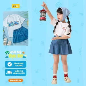 Chân Váy Bé Gái Denim Ngắn Xoè YODY mềm mại, thoáng khí GKSK25S001