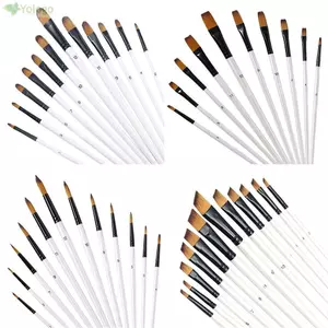 YOLOGO 12 Chiếc Vẽ Tay Màu Nước, Bộ Bàn Chải Màu Nước Nylon Nghệ Thuật Dành Cho Người Mới Bắt Đầu, Tóc Mềm Thời Trang Nghệ Sĩ Mũi Nhọn Đầu Phẳng Bàn Chải Quà Tặng