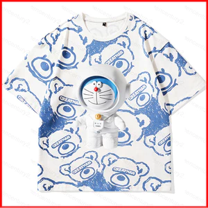 Doremon Áo Thun Nữ Tay Ngắn Top Unisex Cosplay Jingle Cat 3D Áo Sơ Mi Dành Cho Người Lớn Cặp Đôi Đồ Họa Thường Ngày Plus Kích Thước Tee