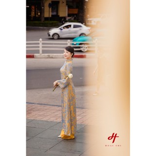 Áo Dài Cách Tân Hoài Thị - Chất Lụa Gấm Cao Cấp, Họa Tiết Vintage Tinh Tế, Thiết Kế Tôn Dáng