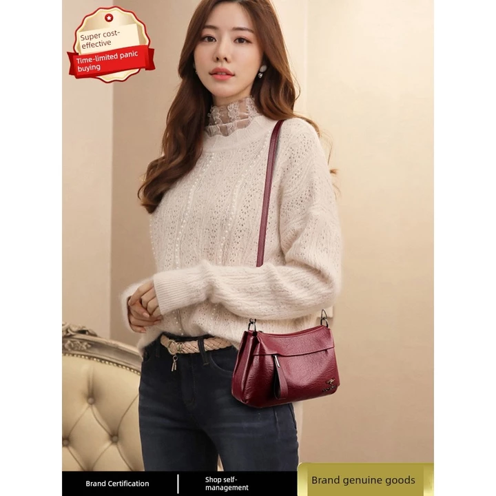 túi xách nữ sang chảnh túi xách nữ Thương hiệu Chính Hãng Da Bò Túi Ba Lớp Da Bò Đeo Vai Nữ Dung Tích Lớn Da Mềm Giữa @ – 3