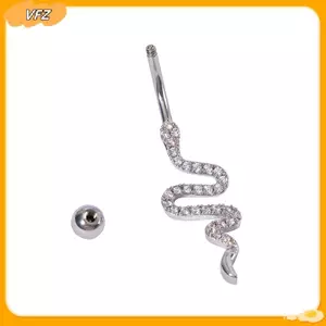 VFZ Zircon Bụng Nút Nhẫn Đục Lỗ Hình Rắn Rốn Nhẫn Cơ Thể Gợi Cảm Trang Sức Pha Lê Xuyên Cho Nữ Phụ Kiện Thời Trang Louislifecool