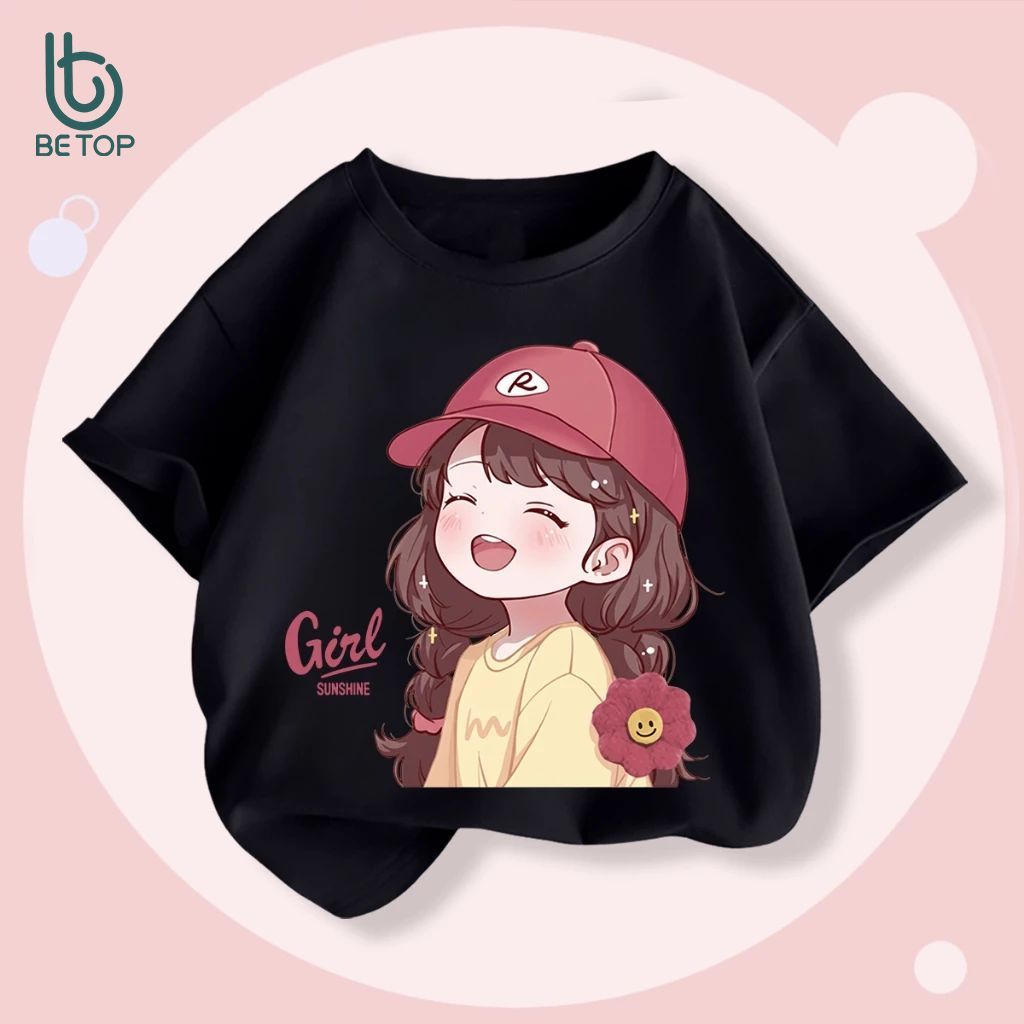 Áo Phông Bé Gái BETOP, Hình In Cute Siêu Hot, Chất Cotton Cao Cấp Mềm Mịn, Thoáng Mát, Bé Mặc Là Xinh