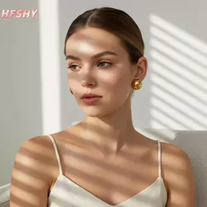 HFSHY Punk Phong Cách Kim Loại Tròn Quả Bóng Lớn Bông Tai Thời Trang Đơn Giản Nhẹ Trang Sức Nữ Bé Gái Buổi Hòa Nhạc Mặc Thường Ngày VN