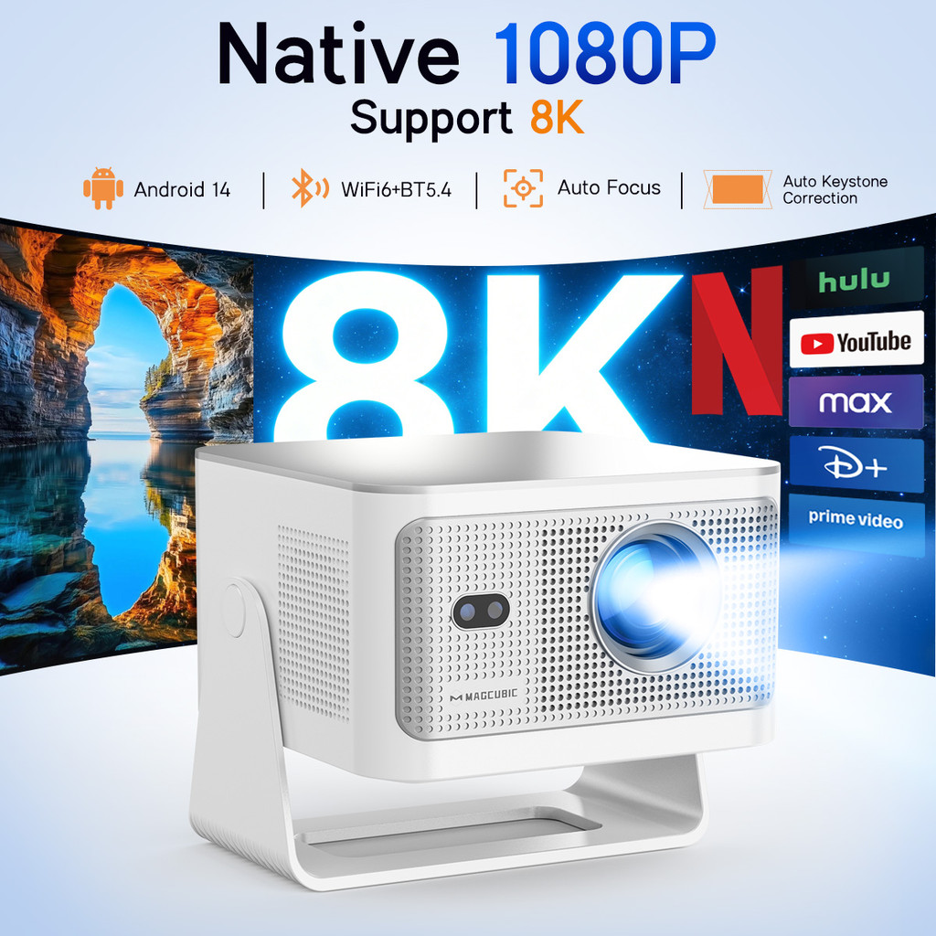 Máy chiếu thông minh Magcubic HY350Max Hỗ trợ 4K 1080P Native 900 ANSI Android 14 HDR10 Tự động lấy nét Wifi6 BT5.4 Rạp chiếu phim tại nhà