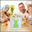 Giỏ Thỏ Phục Sinh Xô, Túi Tote Cotton Vải Cá Tính Dễ Thương Giỏ Cho Tiệc Phục Sinh Quà Tặng Hồng-Trắng