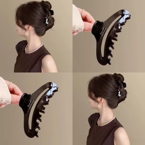 Cảm Thấy Màu Cà Phê Kẹp Tóc Mũ Đội Đầu Tính Khí Rỗng Nhãn Vàng Lấy Kẹp Lớn Đầu Lưng Tóc Cá Mập Kẹp Tóc Phụ Kiện Tóc Nữ AQVY