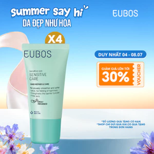 COMBO 4 Kem Dưỡng Da Tay và Móng EUBOS Giúp Mềm Mịn, Dưỡng Ẩm An Toàn Cho Da Nhạy Cảm Tuýp 25ml x4