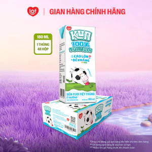 100% sữa tươi KUN ít đường thùng 48 hộp x 180ml