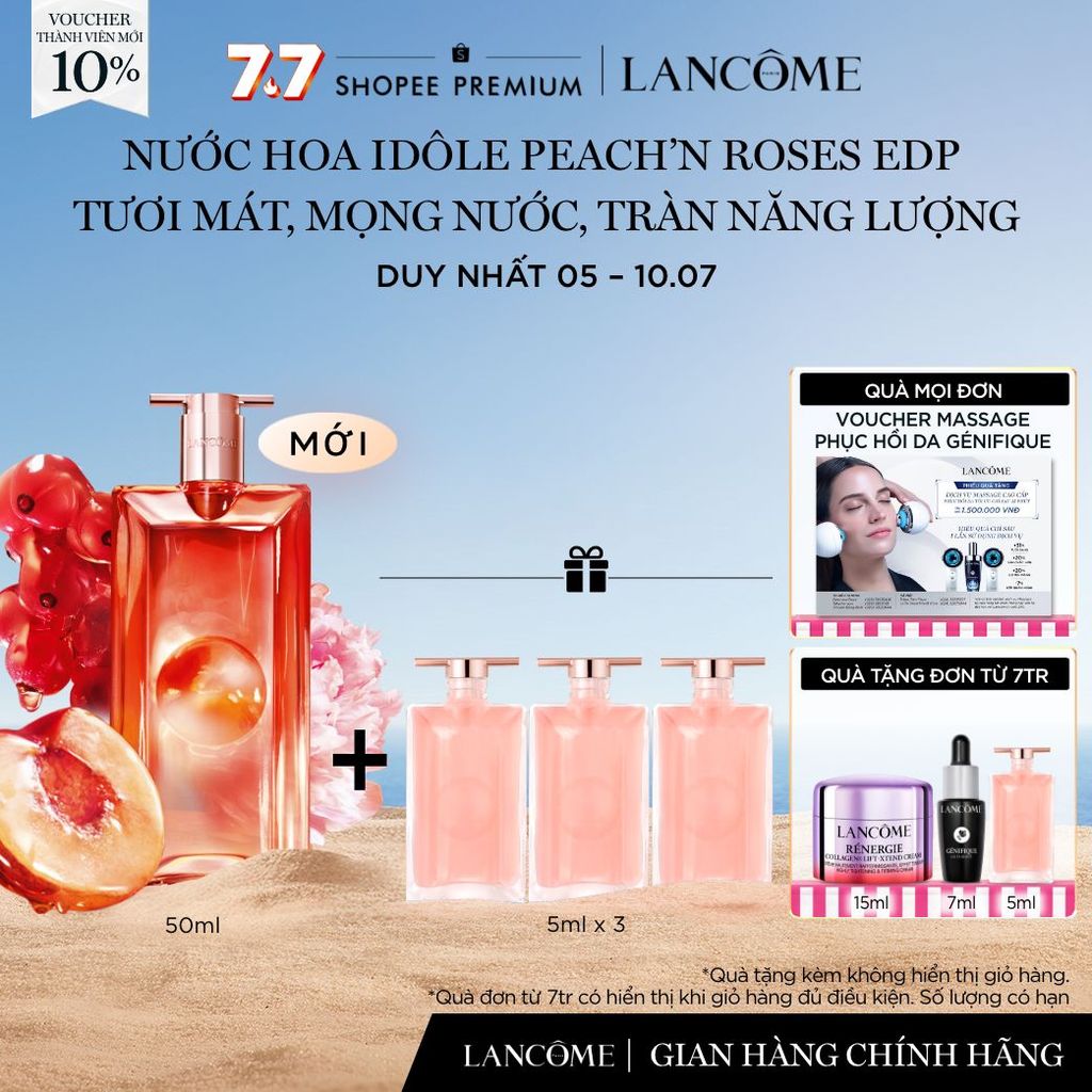 Nước hoa Idole Lancome Peach'n Roses EDP Tươi Mát Mọng Nước Tràn Năng Lượng 50ML