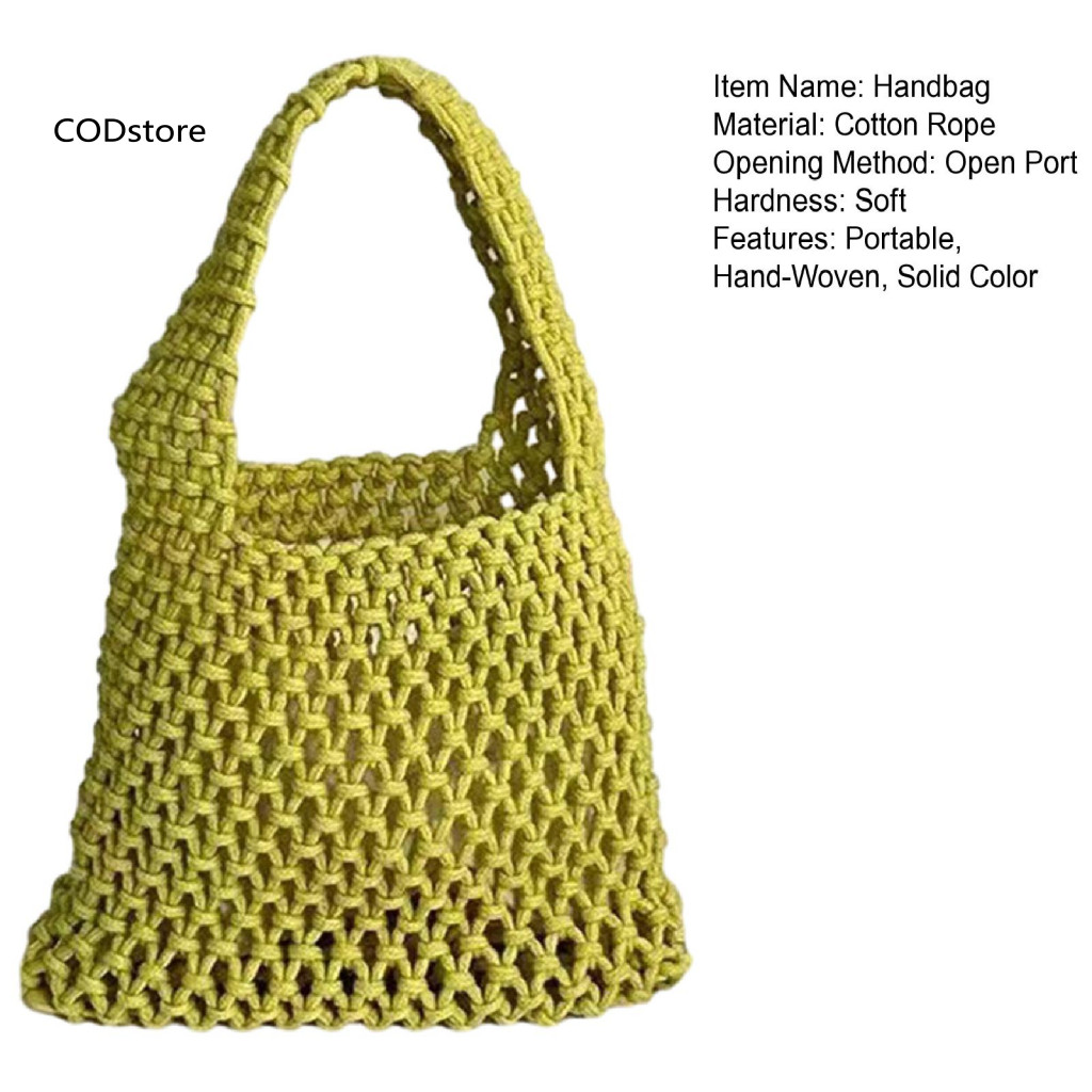 Túi đi biển KDC Rỗng Túi xách dây cotton chất lượng cao Túi xách dây cotton dệt tay bện dây đeo cổ tay Túi Tote – Túi xách rỗng nhẹ dành cho nữ Hoàn hảo cho du lịch