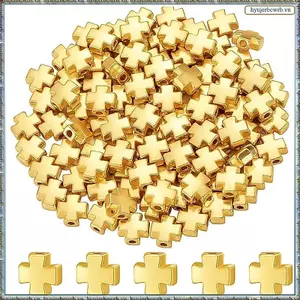 100 Chiếc Crossspacer Hạt Thánh Giá Mạ Vàng Miếng Đệm Hạt Cho DIY Thủ Công Trang Sức Làm Vòng Tay Handmade Phụ Kiện