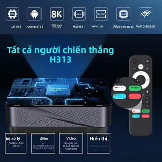 Android tv box tv box 8k tv box android smart tv box ai tv box media box, hỗ trợ 8K Ultra HD Android 14.2 kèm remote hồn