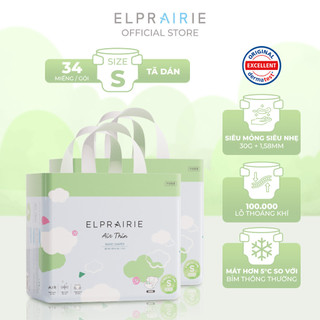 Combo 2 Bịch Tã/Bỉm Dán ELPRAIRIE Air Thin Size S 34 Miếng Newborn Cho Bé Từ Sơ Sinh Đến 6.5kg, Mềm Mại, Thoáng Khí