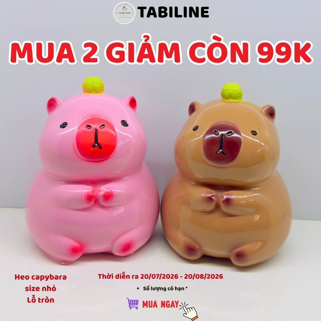 Heo đất ống tiết kiệm tiền lỗ ngang capybara size nhỏ LD62 – TABILINE