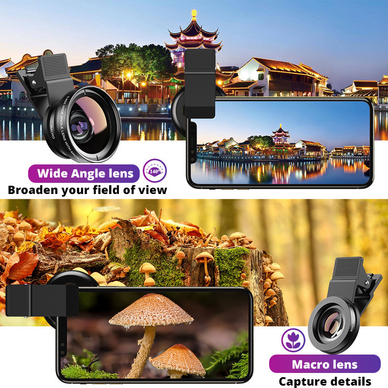 Điện thoại di động Ống kính Macro 0,45x 49UV Góc siêu rộng Ống kính HD đa năng 2 chức năng Điện thoại di động Bên ngoài | BigBuy360 - bigbuy360.vn