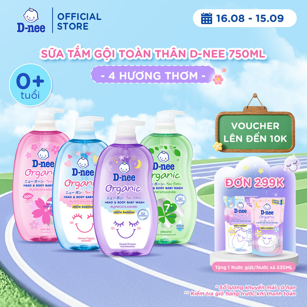 Sữa tắm gội D-nee cho trẻ sơ sinh dưới 3 tuổi 750ml - 4 Hương thơm