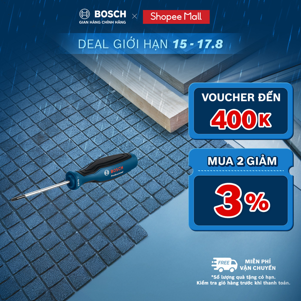 Tua vít đầu dẹp Bosch