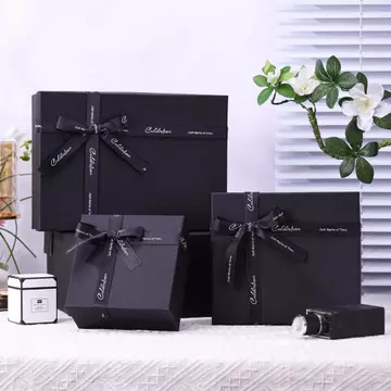Hộp quà Hộp rỗng Phong cách mới Hộp quà sinh nhật Kích thước lớn Hộp quà màu đen Hộp quà tặng đi kèm cao cấp Hộp quà tặng