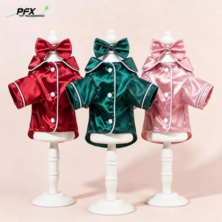 PFX Mềm Satin Đồ Ngủ Cho Chó Bộ Đồ Ngủ Thú Cưng Dễ Thương Có Nơ Quần Áo Đáng Yêu Cho Chó Con Nhỏ Mèo Quà Tặng Lựa Chọn