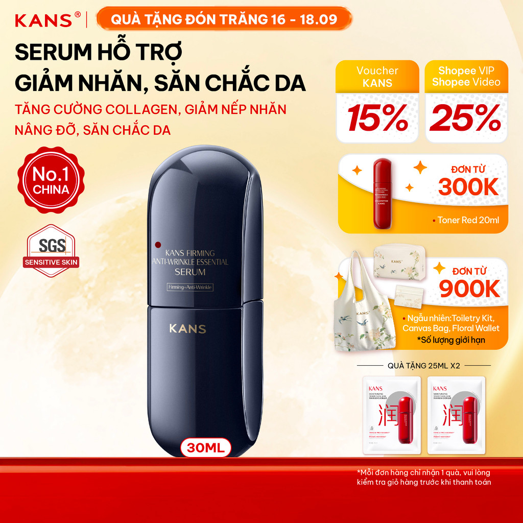 [HÀNG MỚI VỀ] KANS Serum Săn Chắc Da & Giảm Nếp Nhăn 30ml Giúp Tăng Độ Đàn Hồi, Hỗ Trợ Thúc Đẩy Collagen, Chống Lão Hóa
