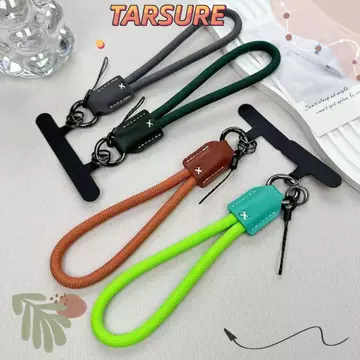 Dây buộc kẹp điện thoại TARSURR, Dây đeo điện thoại dây bện thời trang dành cho nữ bằng Nylon, Đầu da Kawaii Pu sang trọng Dây đeo điện thoại Phụ kiện điện thoại