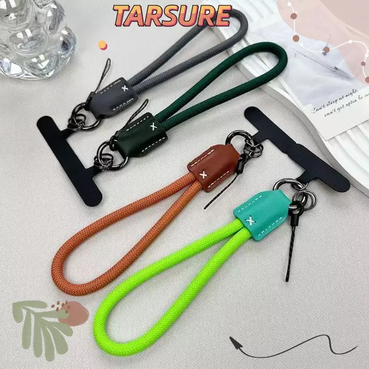 Dây buộc kẹp điện thoại TARSURR, Dây đeo điện thoại dây bện thời trang dành cho nữ bằng Nylon, Đầu da Kawaii Pu sang trọng Dây đeo điện thoại Phụ kiện điện thoại