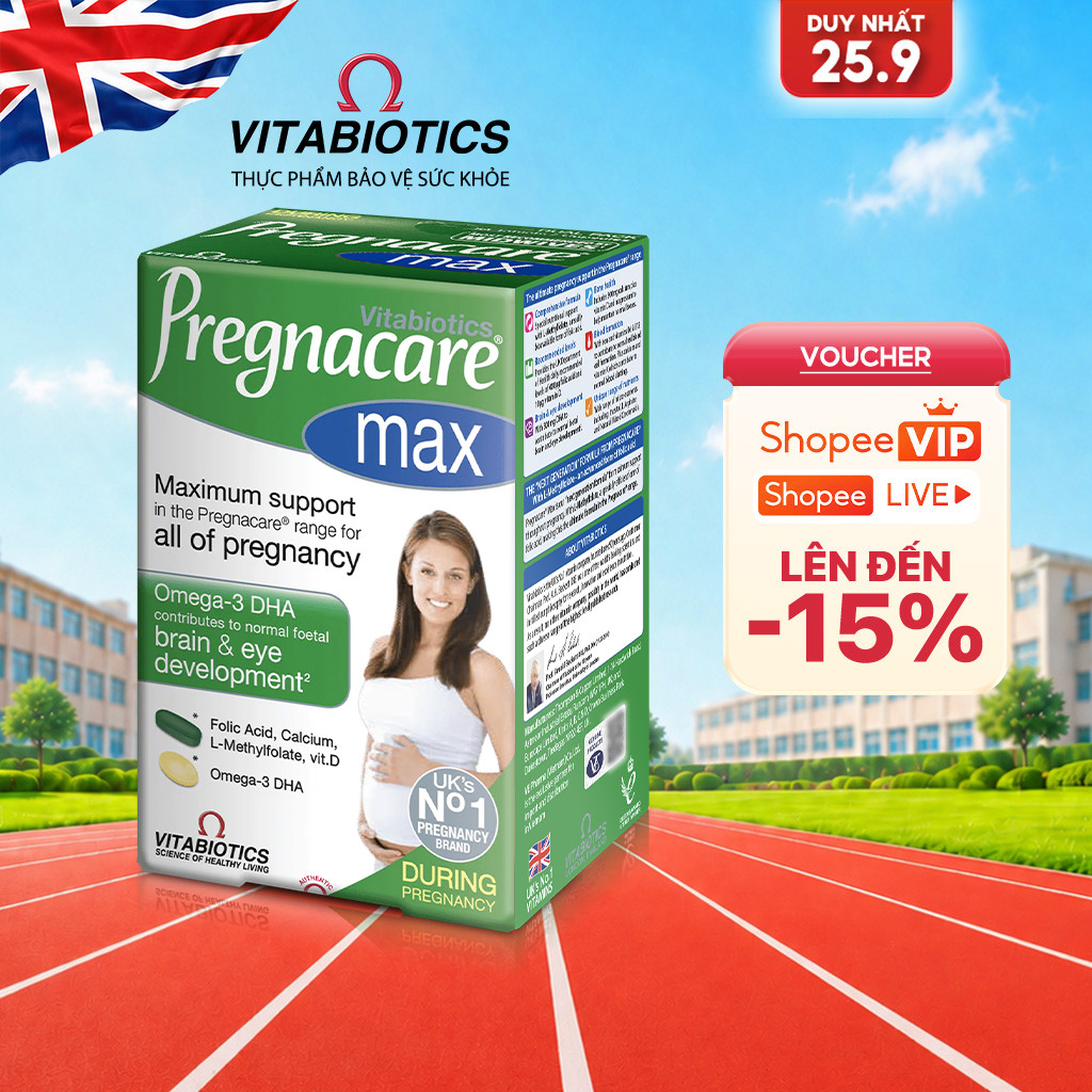 TPBVSK Vitabiotics PREGNACARE MAX chứa Canxi, Sắt, 5-MTHF, DHA, Cho Phụ Nữ Mang Thai & Cho Con Bú, 84 viên
