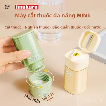 Hộp chia thuốc mini Nhật Bản cầm tay, máy nghiền cắt thuốc, chia viên thuốc/2, hộp đựng thuốc, giao nhanh