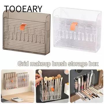 Hộp đựng son môi treo tường TOOEARY, Hộp đựng son môi chống bụi trong suốt, Hộp đựng mỹ phẩm hình chữ nhật nhiều ngăn di động có thể gập lại