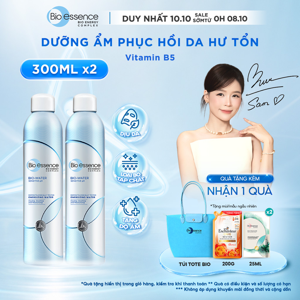Combo 2 Chai Nước xịt khoáng dưỡng da ẩm mượt và bảo vệ da  Bio-Essence Bio-Water Water Energizing 300ml