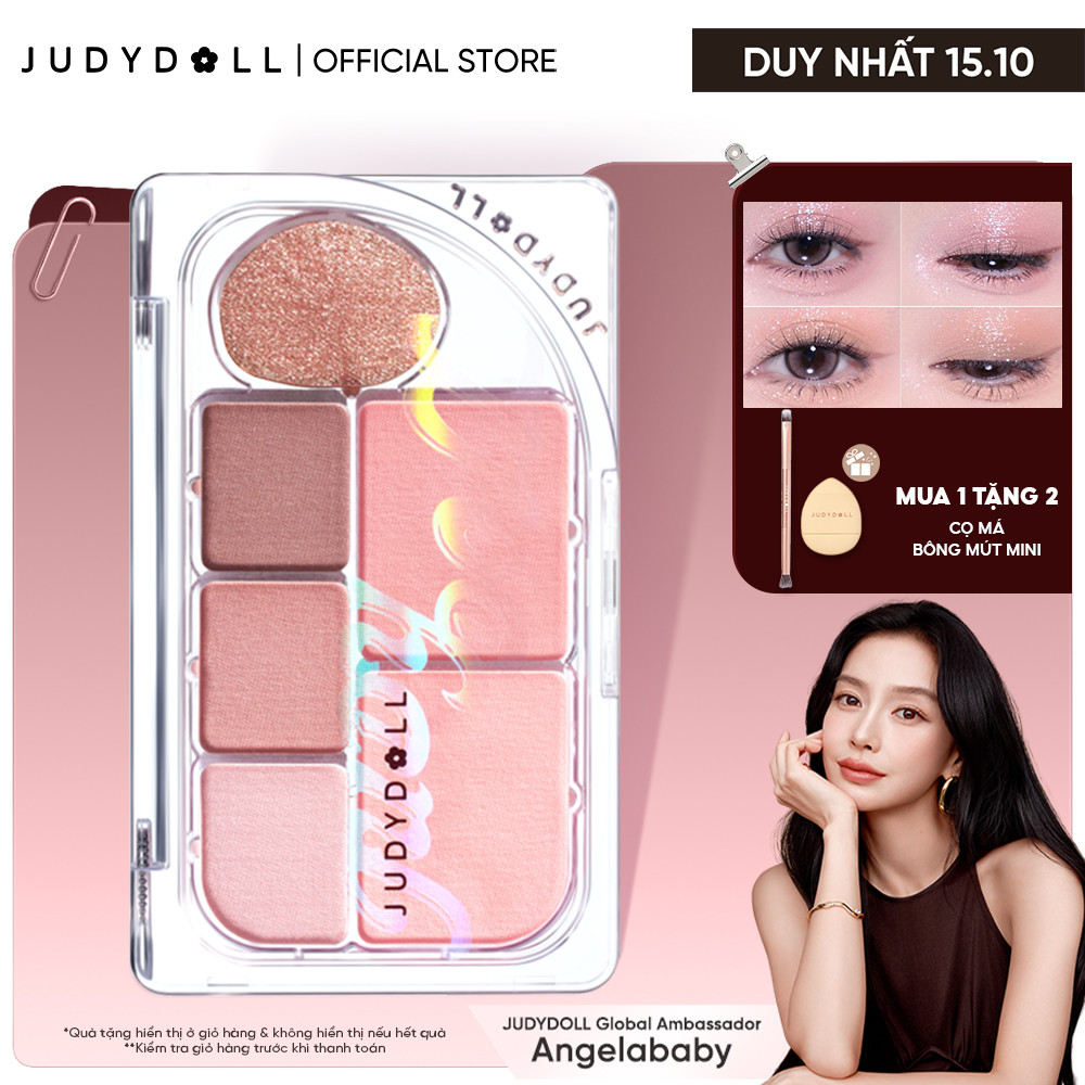 Bảng Phấn Mắt 6 Ô JUDYDOLL Elaborate Eyeshadow Palette Tông hồng Trong trẻo Lên Màu tốt Má hồng Bắt sáng Nhũ mắt Mịn Lâu trôi 8g