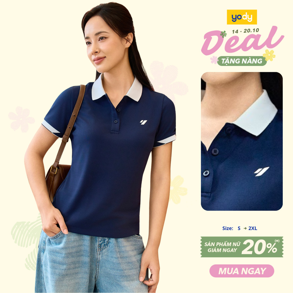 Áo Polo Nữ Yody Sport Phối Cổ Thoáng Khí Thấm Hút Mồ Hôi Mềm Mại WAPO26A039