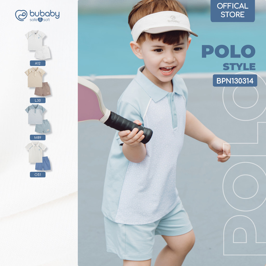 Bộ quần áo cộc tay cổ Polo BU Baby Ponie, bộ cộc thể thao sang trọng cho bé trai gái | BPN130314