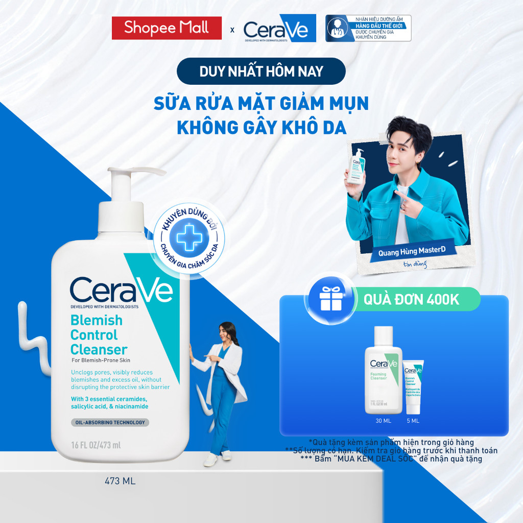 Sữa rửa mặt giảm mụn CeraVe Blemish Control Cleanser 473ml